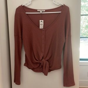 Express mauve waffle crop top